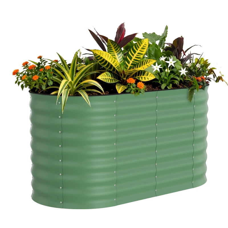 GarveeHome Large Galvanized Steel Raised Planter with Open Bottom, Durable & Rust-Proof, Raised Tub/Square Vegetable Garden for Growing Vegetables, Herbs, Flowers (120 x 60 x 60 cm, Green)