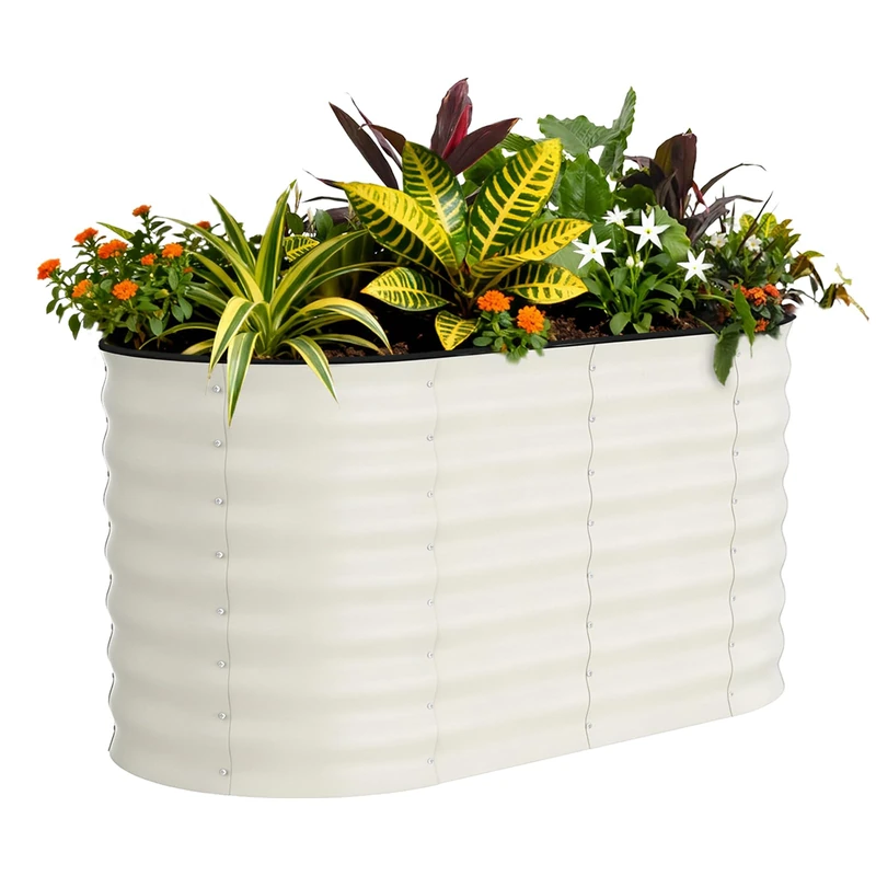 GarveeHome Large Galvanized Steel Raised Planter with Open Bottom, Durable & Rust-Proof, Raised Tub/Square Vegetable Garden for Growing Vegetables, Herbs, Flowers (120 x 60 x 60 cm, White) - Image 1
