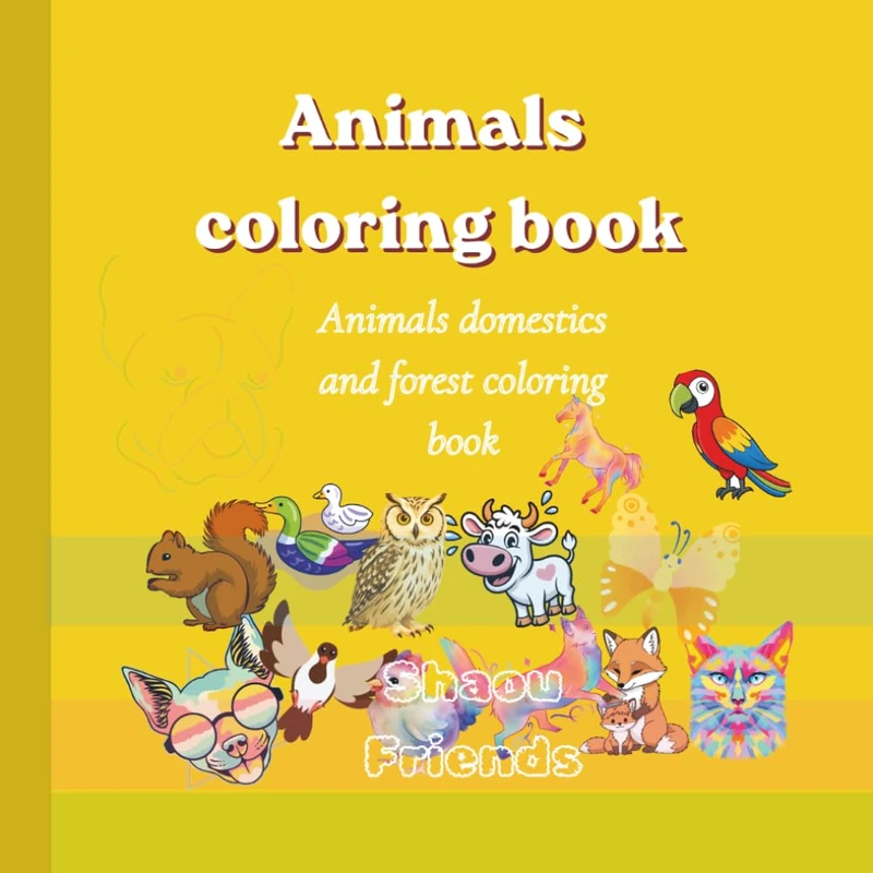 Animals coloring book: Animals domestics and forest coloring book