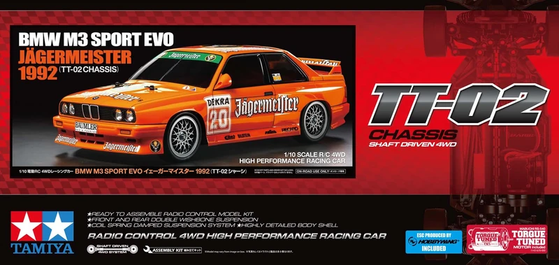 Tamiya 58760 BMW M3 Sport EVO Jägermeister TT-02 1:10 RC Kit