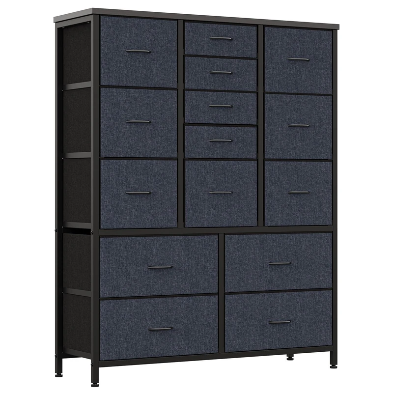Garvee Tall 15 Drawer Fabric Chest of Drawers, Vertical Storage Unit with Sturdy Metal Frame and MDF - Space Saving for Bedroom, Closet, Hallway and Living Room - Image 1