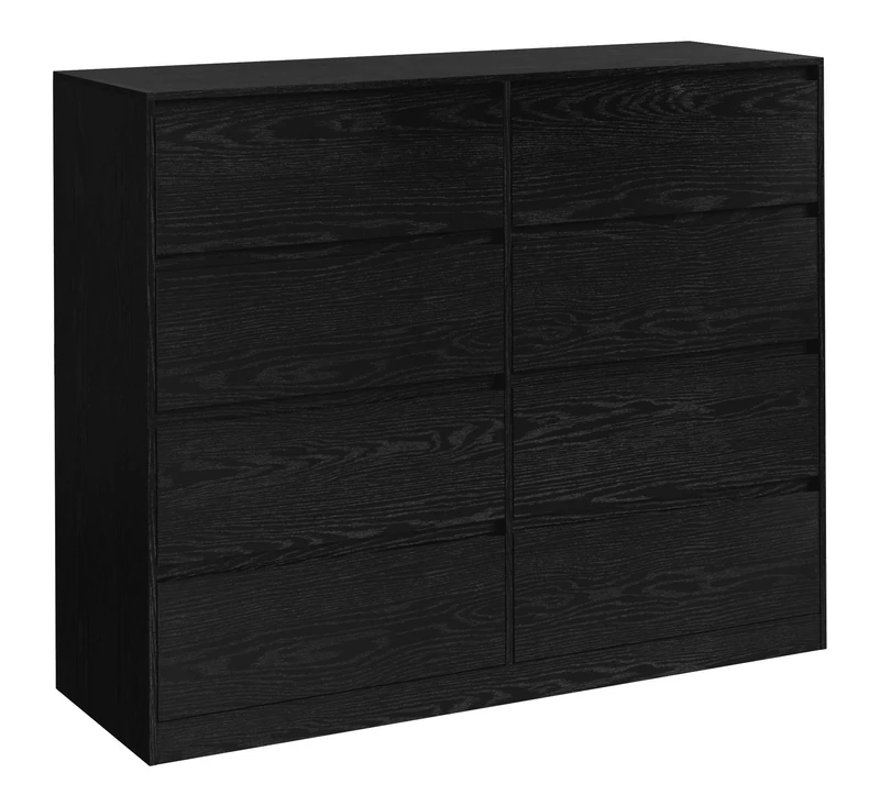 VASAGLE Collection - Chest of Drawers for Bedroom, Storage Organiser Unit with 8 Drawers, 40 x 119.4 x 97.5 cm, Modern Style, Ebony Black KAILYN LTS618BE01 - Image 1