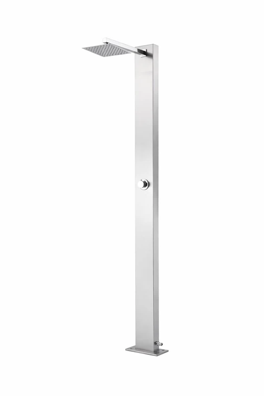 Gardwell Concept Motion Stainless Steel Garden Shower 210 cm Outdoor Shower with Rain Shower Head 20 x 20 cm Pool Shower with Cold Water Connection Garden Shower 304 Brushed Stainless Steel - Image 1