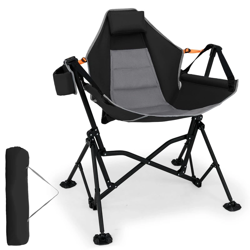 SPOTRAVEL Hammock Camping Chair, Swinging Chair (Black, 95 x 81 x 106 cm)