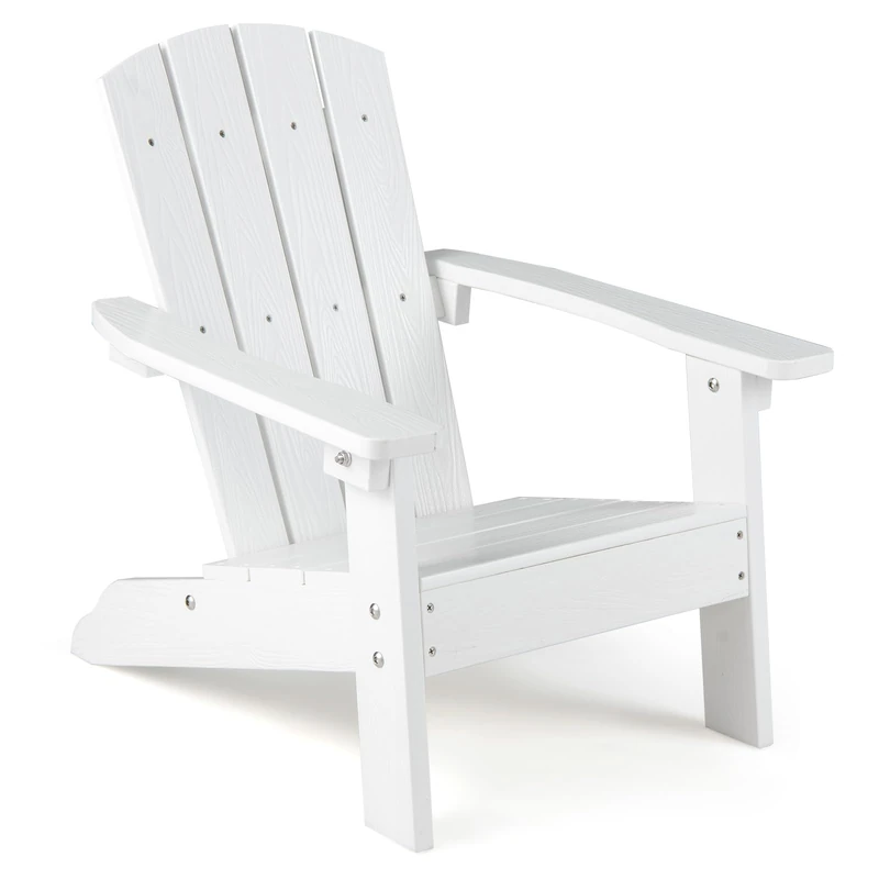 FANTASK Adirondack Children's Garden Chair Made of HIPS with Ergonomic Backrest and Armrests, Adirondack Chair Weatherproof, Modern Outdoor Chair for Boys and Girls from 3 Years (White)