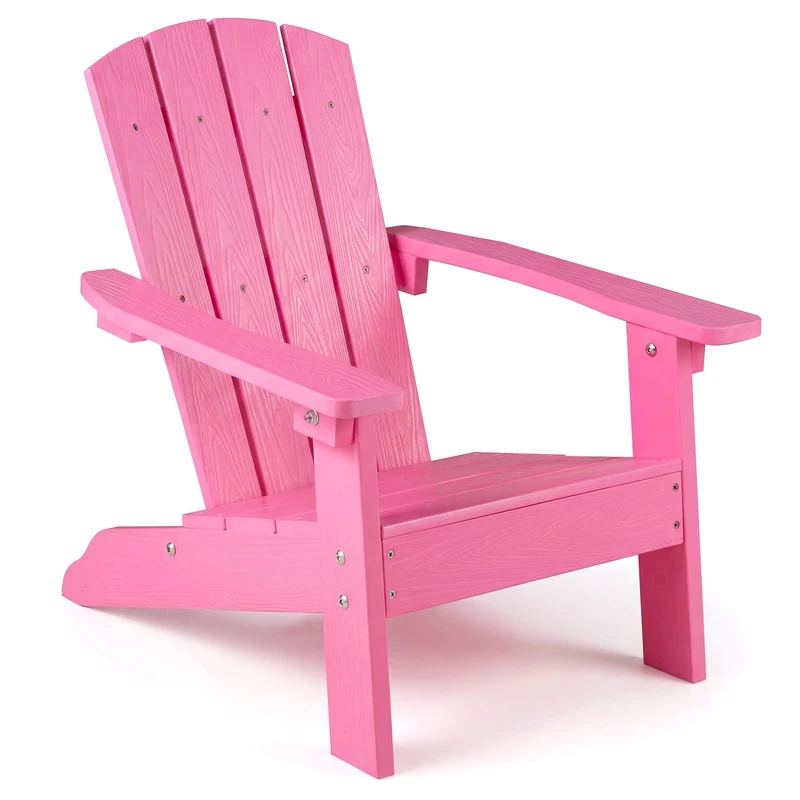 FANTASK Adirondack Children's Garden Chair Made of HIPS with Ergonomic Backrest and Armrests, Adirondack Chair Weatherproof, Modern Outdoor Chair for Boys and Girls from 3 Years (Pink) - Image 1
