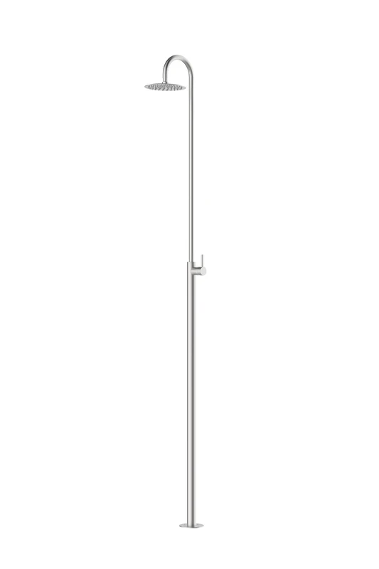 Gardwell Classic Spring Garden Shower 229 cm Brushed Stainless Steel Outdoor Shower with Rain Shower Head Diameter 20 cm Pool Shower with Cold Water Connection Includes Mounting Material - Image 1