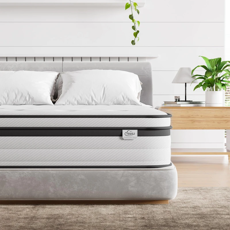 TeQsli Single Mattress 3FT Gel Memory Foam Pocket Sprung Orthopedic Mattress Edge Support & Motion Isolation Spring Hybrid Single Mattresses - Medium Firm Feel 90x190x22 cm