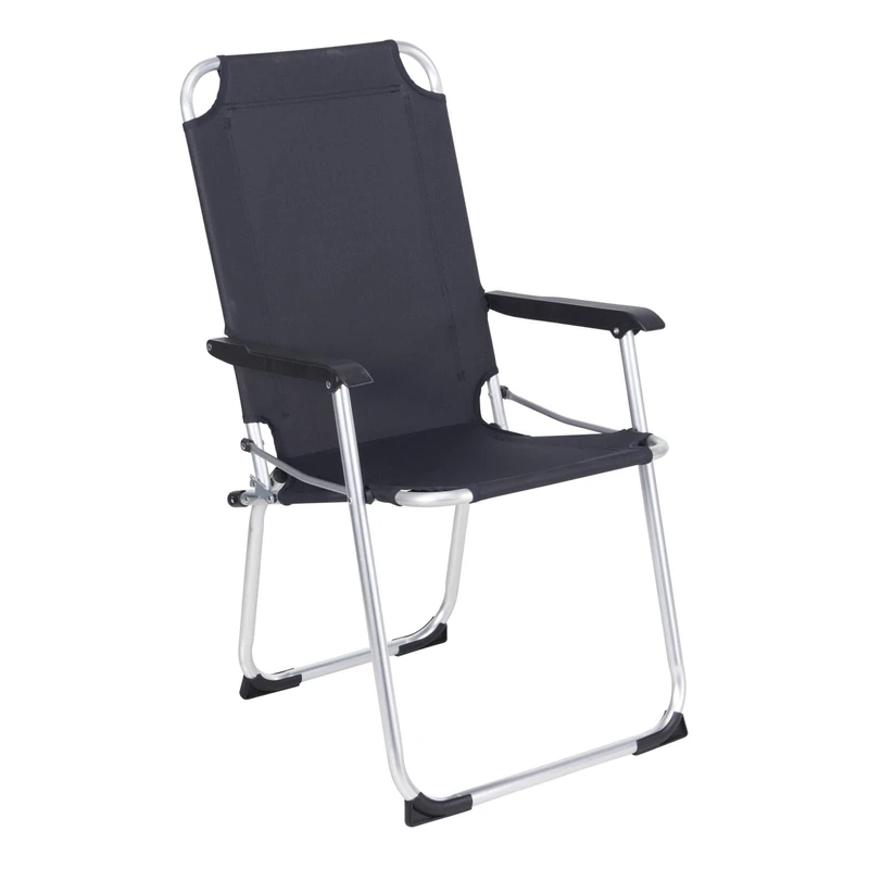 Well Home Folding Camping/Beach Chair 53 x 54 x 90 cm Aluminium with Steel Inner Reinforcement, Polyester 600D Very Dark Blue, Seat 44 cm up to 110 kg
