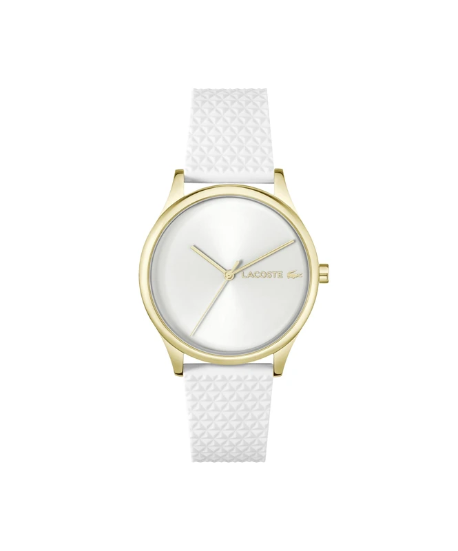 Lacoste Analog Watch for Women with White Textured Silicone Strap