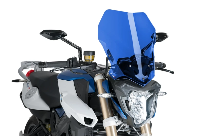 Puig 8187A New Generation Touring Blue windscreen designed to optimize aerodynamic protection, improve rider comfort and add a modern and elegant style to Naked motorcycles - Image 1
