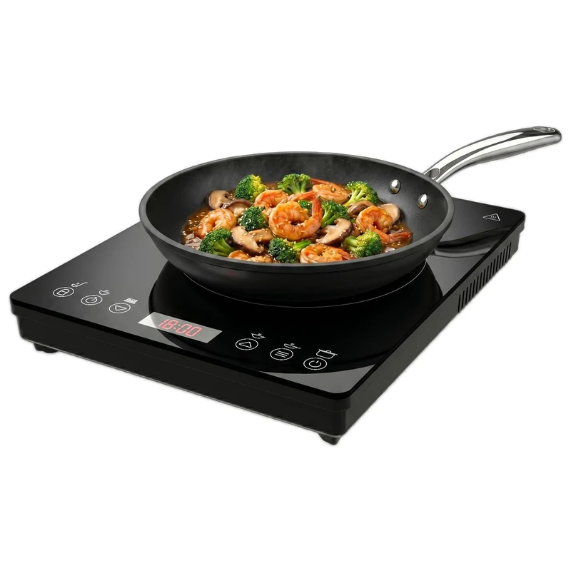 Cecotec Single Induction Hob Full Magma Slim Pure. 2000 W Power, 9 Adjustable Power Levels, Intuitive Touch Display, Integrated Timer, Robust and Very Easy Care Glass Design