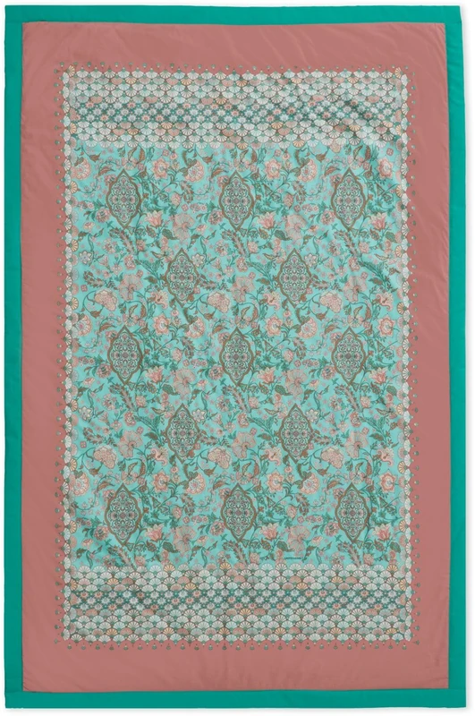Bassetti Tigullio 9334989 Plaid 100% Cotton Aqua Green V1 Dimensions: 135 x 190 cm - Image 1