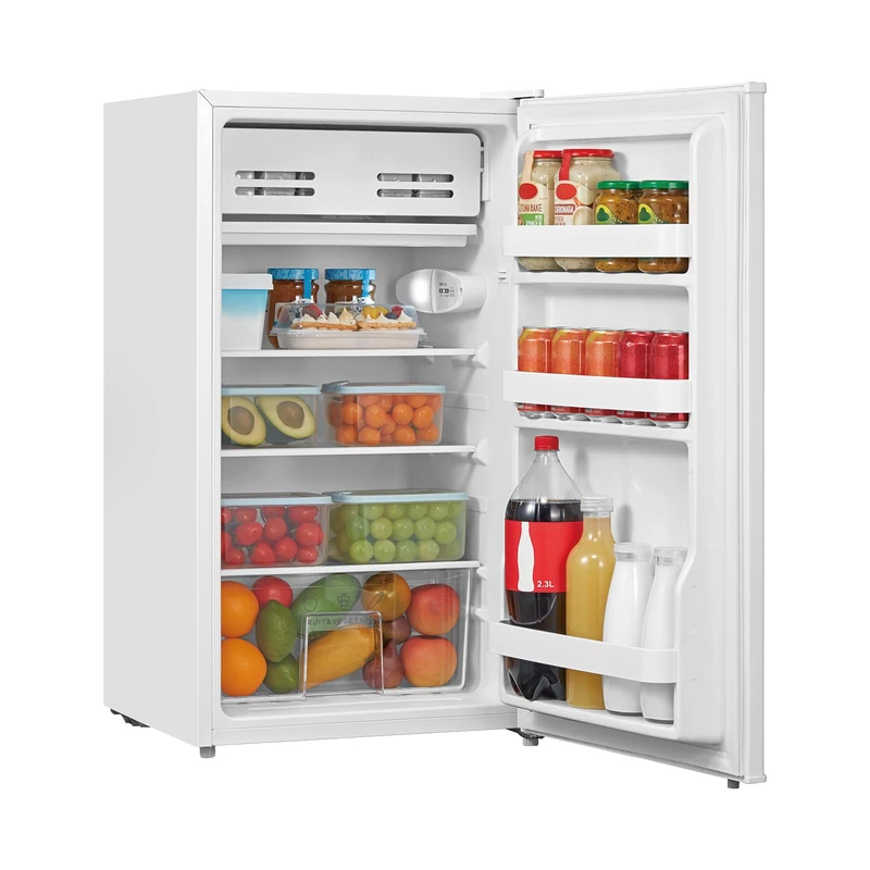 COMFEE' RCD93WH2UK(E) Under Counter Fridge, 93L Freestanding Refrigerator with Cooler Box, Adjustable Thermostat, Reversible Door, Removable Glass Shelves, Interior Light, White