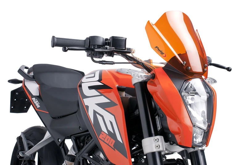 Puig 6275T New Generation Sport Orange windscreen designed to improve aerodynamics, aesthetics and rider protection, with a sporty style ideal for customizing your motorcycle