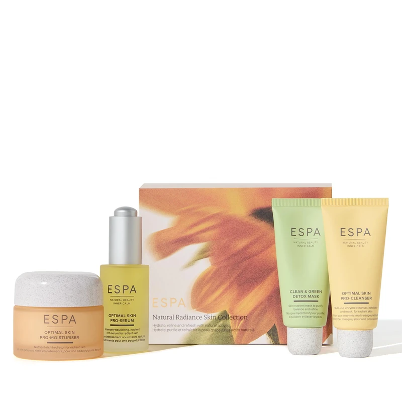 ESPA Natural Radiance Skin Collection Gift Set | Brightening Skincare Routine with Cleanser, Serum, Moisturiser & Dotex Mask | Hydrating Glow-Boosting Care