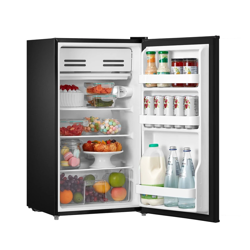 COMFEE' RCD93BL2UK(E) Under Counter Fridge, 93L Freestanding Refrigerator with Cooler Box, Adjustable Thermostat, Reversible Door, Removable Glass Shelves, Interior Light, Black