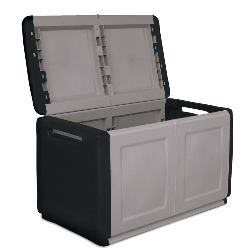 Outdoor storage box, in polypropylene 230L - 96x57x53 cm - dark grey and black - Image 1