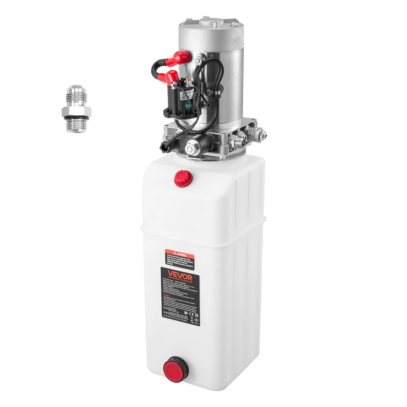VEVOR 8 Quart 12V DC Single Acting Hydraulic Pump, Dump Trailer Pump Flow Rate 3.4 L/min, Maximum Relief Pressure 22 MPa, for Vehicle Lift, Scissor Lifts