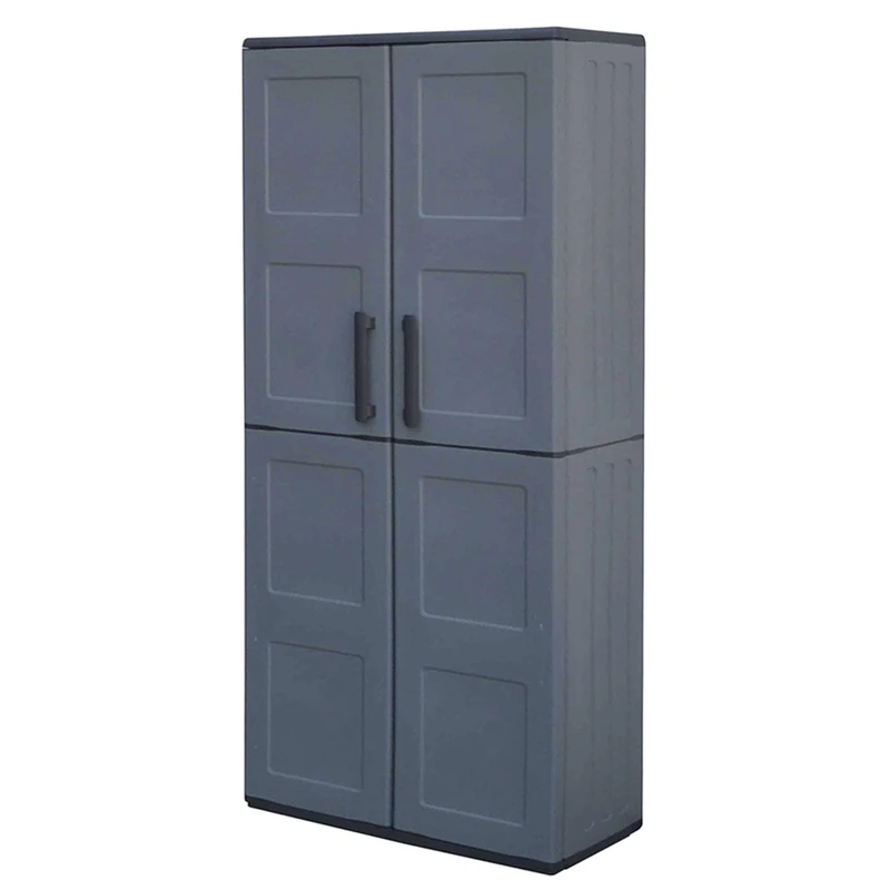 Wardrobe in polypropylene full height 68x37x163 cm, recyclable and sustainable ecological material, is equipped with hinges and shelves - Image 1