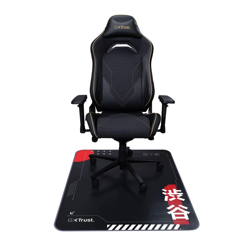 GXTrust 715 Chair Mat Japan Black 99x120 cm, Wear-resistant Floor Protector for Carpets and Hard Floor Surfaces, Durable Mat for Gaming and Office Chairs, Japanese Print Tokyo Shinkansen Train Travel