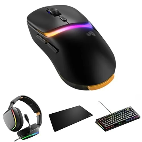 GLORIOUS GMMK 3 PRO 75% Prebuilt Custom Mechanical Gaming Keyboard (US Layout), Model D3 Wireless Gaming Mouse, GHS Eternal RGB Headset & GMP 2 XL Spill-Proof Desk Mat - Black Edition
