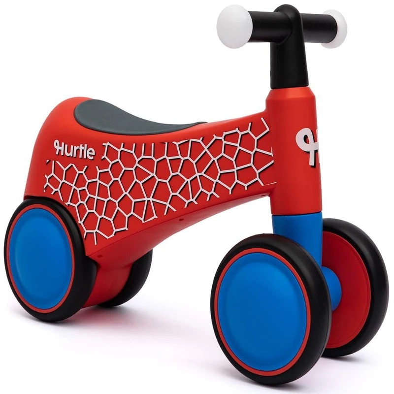 Hurtle Toddler Balance Bike for 1 Year Olds – Baby Ride On Toy with Light Up Handlebars, No Pedal Indoor Outdoor First Bike, Red