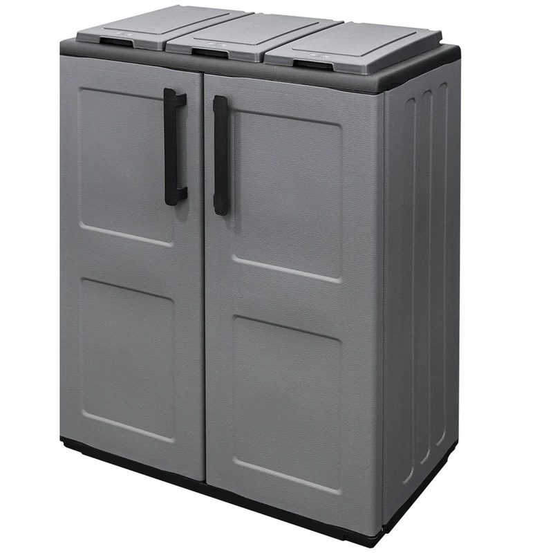 Wardrobe in polypropylene medium height of the eco line, practical to make the most of space, 68 x 37 x 84 cm anthracite - Image 1