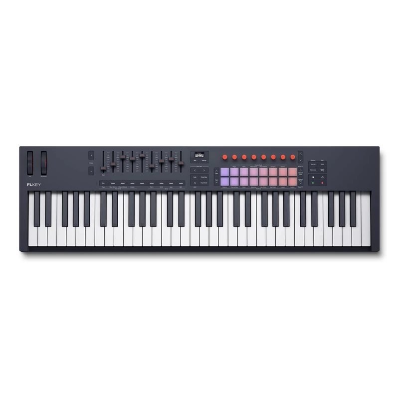 Novation FLkey 2 61 — 61-Key MIDI Controller Keyboard for FL Studio. Make Beats with Semi-Weighted Keys, USB, Pitch & Mod Wheels, 16 Drum Pads, and Arpeggiator — Inc. 6 Months of FL Studio