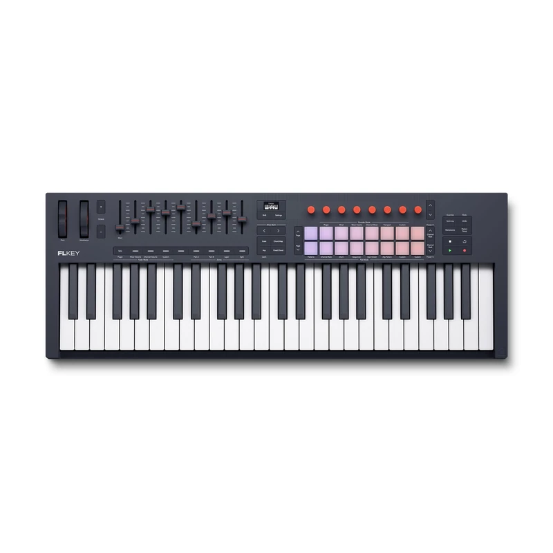 Novation FLkey 2 49 — 49-Key MIDI Controller Keyboard for FL Studio. Make Beats with Semi-Weighted Keys, USB, Pitch & Mod Wheels, 16 Drum Pads, and Arpeggiator — Inc. 6 Months of FL Studio