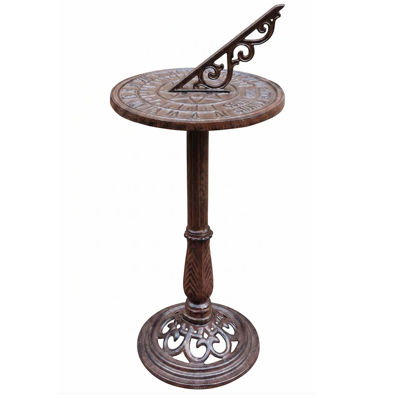 Relaxdays Sundial, Garden & Balcony, Cast Iron, Antique, Roman Numerals, Weatherproof, Garden Decoration, Brown