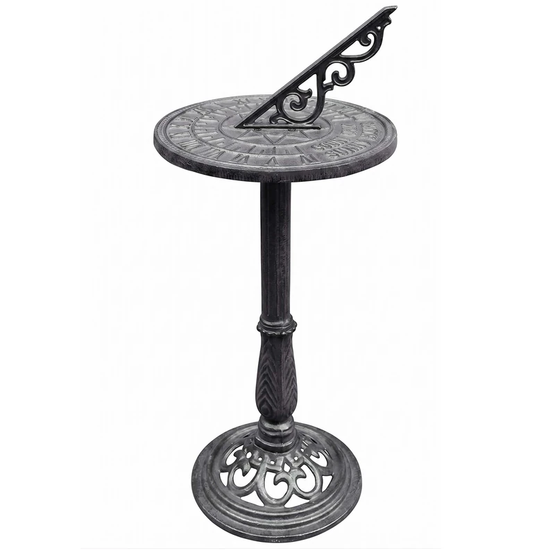 Relaxdays Sundial, Garden & Balcony, Cast Iron, Antique, Roman Numerals, Weatherproof Garden Decoration, Grey - Image 1