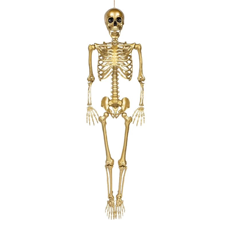 Boland 74546 Hanging Skeleton Decoration, 160 cm, Golden Bone, Halloween Decoration for Theme Parties and Horror Events - Image 1