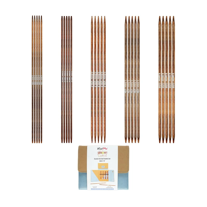KnitPro Ginger Cubics Double Pointed Needle Set - 6" (15cm)