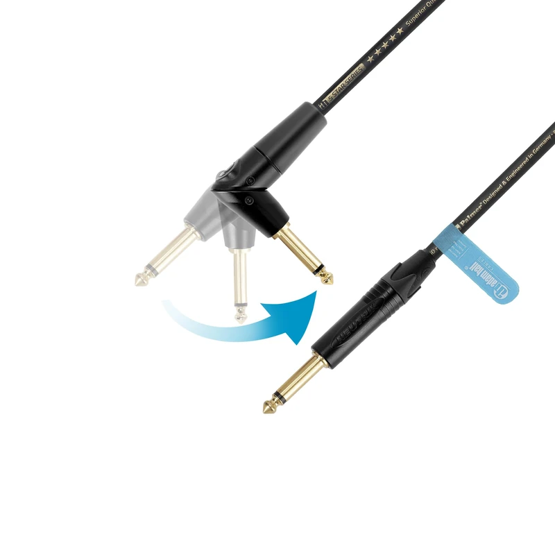 Adam Hall Cables 5 STAR IPPR FLIPJACK instrument cable 9 m, adjustable TS jack plug straight/90°, gold-plated contacts, Neutrik TS plug