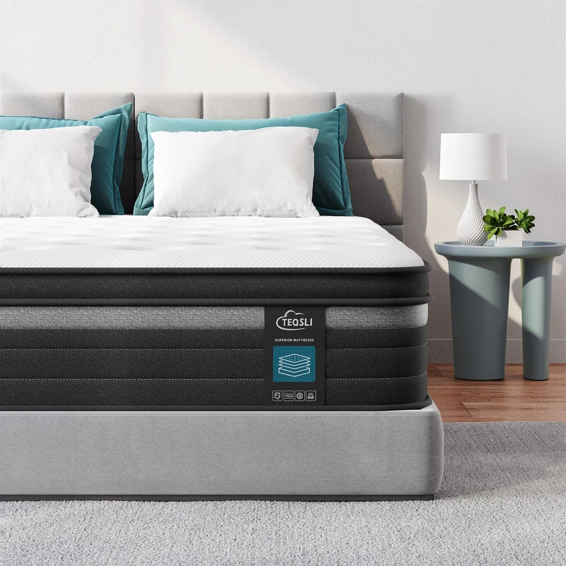 TeQsli Gel Individually Pocket Sprung Small Double Mattress 4FT with Soft Fabric, 9 Inch Hybrid Mattress Small Double for Pressure & Back Pain Relief, Medium Firm Mattress in a Box-120x190x22cm