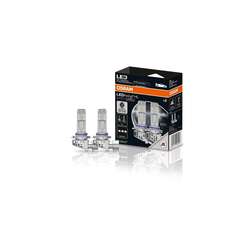 OSRAM LEDriving HL EASY GEN 2 ≜HB3/HIR1/H10/HB4/HIR2, LED high and low beam lamp, Cool White 6500K, no accessory needed, offroad use only - no ECE, 2 lamps