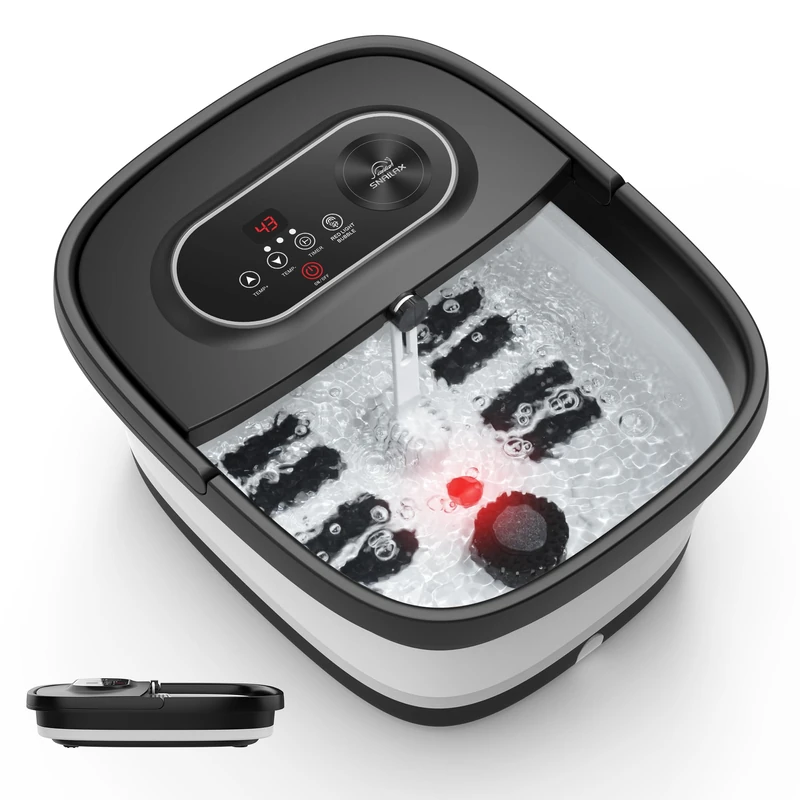 Snailax Foot Spa and Massager with Heater, Oxygen Bubble Jets, and Foldable Design, Featuring 8 Shiatsu Massage Rollers, Exfoliating Grinding Stones, Smart Timer, and Constant Temperature Maintenance - Image 1
