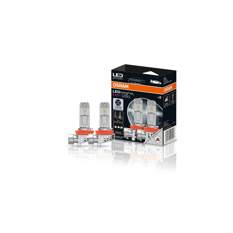 OSRAM LEDriving HL EASY GEN 2 ≜H8/H9/H11/H16, LED high and low beam lamp, Cool White 6500K, no accessory needed, offroad use only - no ECE, 2 lamps - Image 1