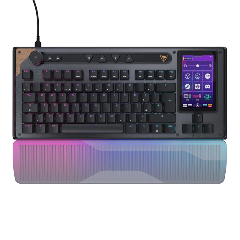 Turtle Beach Command Series KB7 TKL Wired Gaming Keyboard - 4.3” Touchscreen Command Display, Titan Low-Profile Hall-Effect Switches, True 8K Polling, RGB Lighting - UK Layout (QWERTY)
