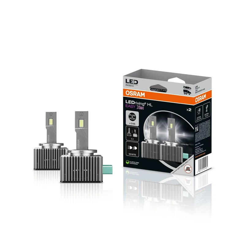 OSRAM LEDriving HL EASY XEN ≜D3S, LED high and low beam lamp, Cool White 6500K, no accessory needed, offroad use only - no ECE, 2 lamps