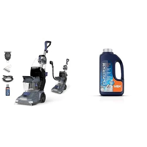 Vax SpinScrub Power Plus Carpet Cleaning Machine Bundle with Platinum Antibacterial Solution 1.5L – Deep Clean Carpets & Upholstery, Removes Pet Stains & Odours, Quick Drying, SpinScrub Technology