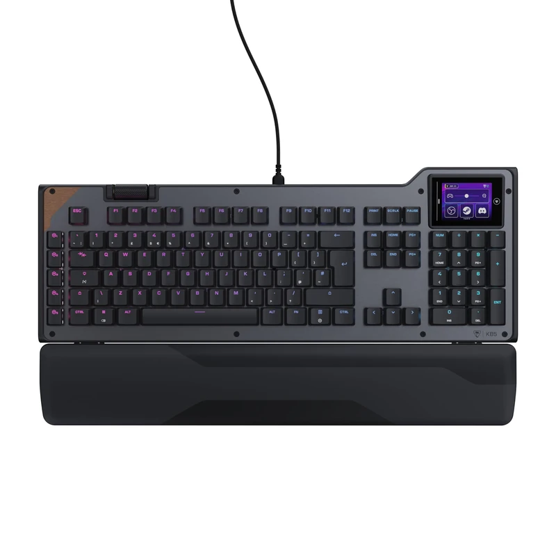 Turtle Beach Command Series KB5 Full-Size Wired Mechanical Gaming Keyboard with 2.4” Touchscreen, Titan Low-Profile Switches, True 8K Polling, RGB Lighting - UK Layout (QWERTY)