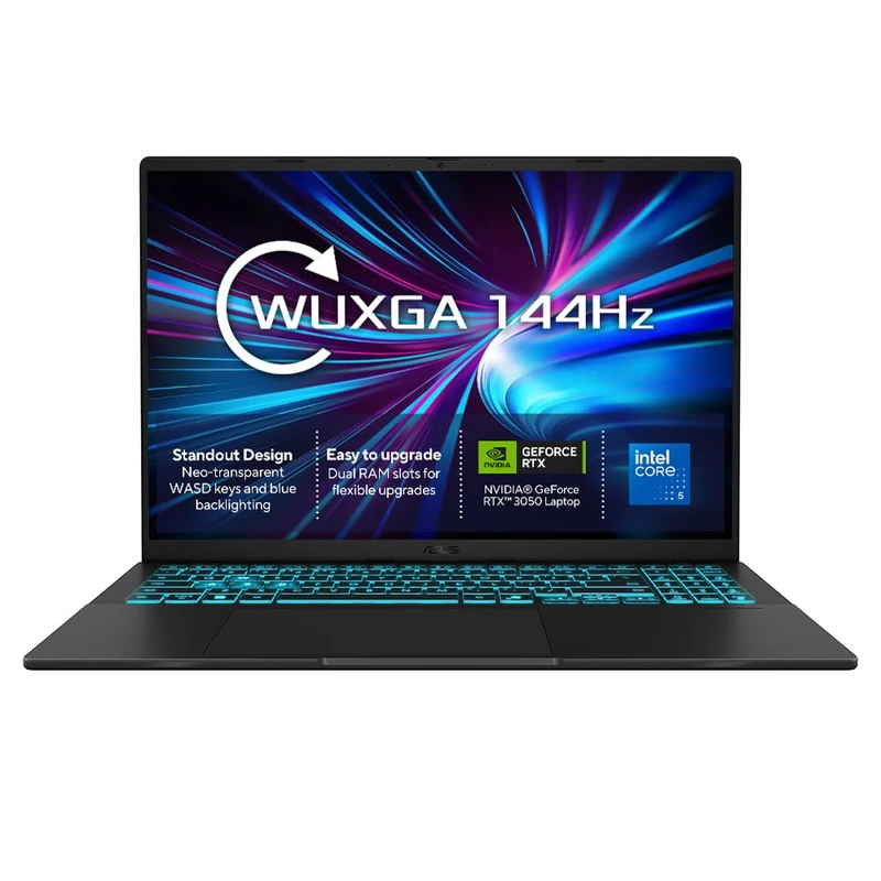 ASUS Gaming V16 V3607VJ Gaming Laptop | 16.0" WUXGA 144Hz Screen | Intel Core 5 210H | NVIDIA GeForce RTX 3050 | 16GB RAM | 512GB PCIe SSD | Windows 11