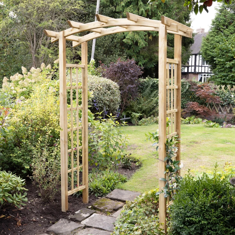 Forest Garden Wooden Pergola Arch 4'5 x 2'4|Trellis Sides|Curved Dome Top|Outdoor Climbing Plant Frame - Image 1