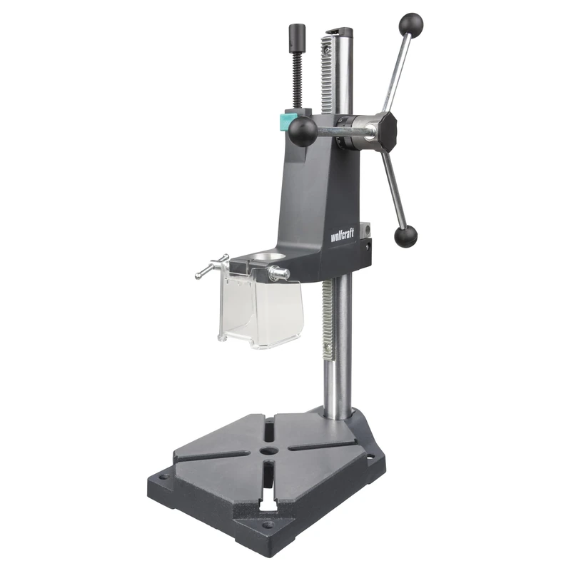 wolfcraft PRO Drill Stand – The Robust Solution for Controlled, Depth-Limited Drilling – Ideal for repetitive tasks – 130 mm Reach and 80 mm Stroke – 5029000