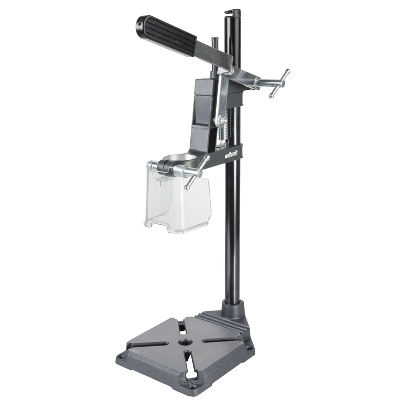 Wolfcraft Solid Drill Stand – The Compact Solution for Drilling to Limited Depths – 112 mm Reach and 55 mm Stroke – 5028000