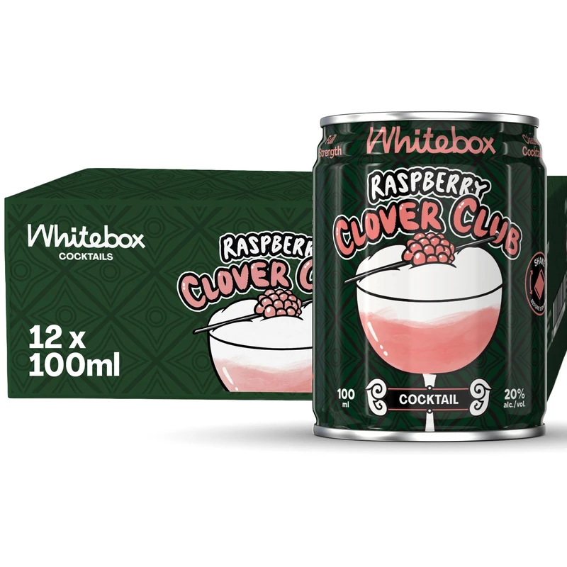 WHITEBOX COCKTAILS Single Serve Classic Clover Club - Case of 12 Cocktail Cans | Full Strength Clover Club Cocktail | Pre-mixed Cocktails Ready To Drink 12x100ml