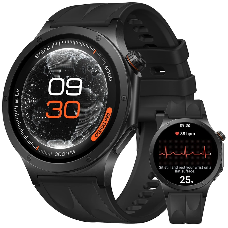 OPPO Watch X3 Smart Watch, Titanium Case, 1.69" AMOLED 3000 Nits, Dual-Chip Wear OS Google, GPS, 100+ Sports, ECG, SpO2, 5ATM IP69, up to 16 Days Battery, Black - Image 1