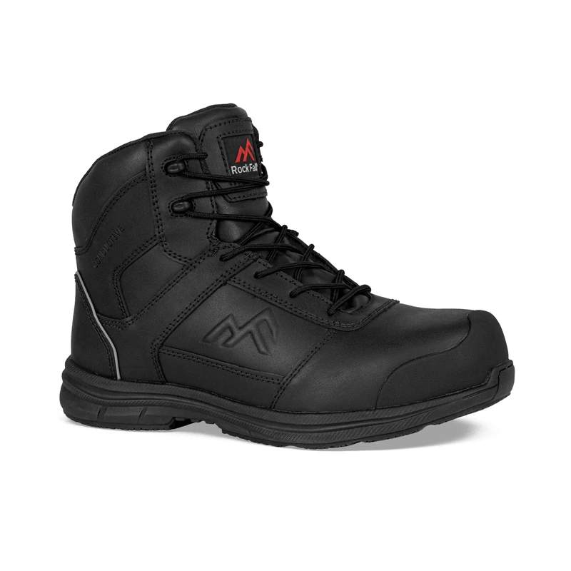 Rock Fall Vector RF003 Work & Utility Safety Boots Unisex, Steel Toe Cap Boots, SRC Slip Rated and Water Repellent, Cold Insulated and Wide Fitting UK 2 Black